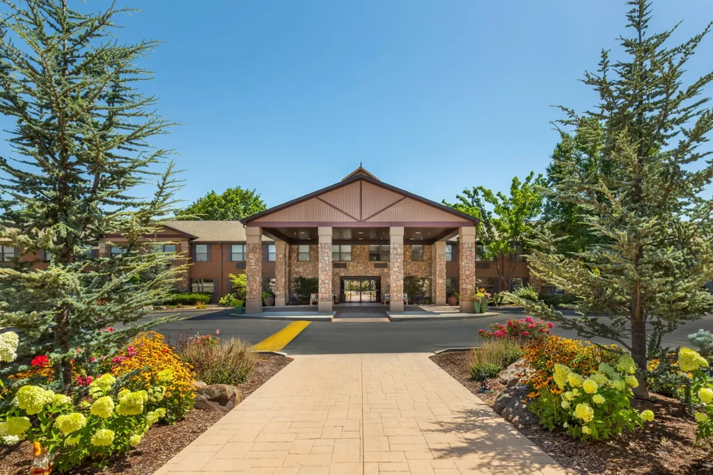 Valley View front entrance with landscaping